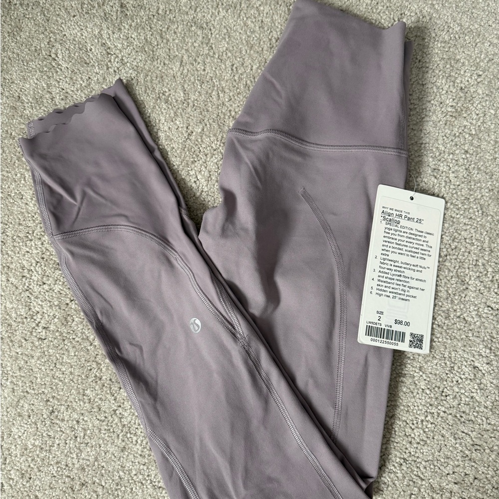 NWT Lululemon Align HR Leggings 25” scalloped sz 2